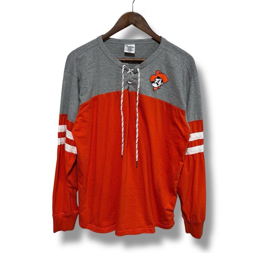 Pressbox Oklahoma State Cowboys Tie Front Long‎ Sleeve Shirt Size XL 22 x 27.5